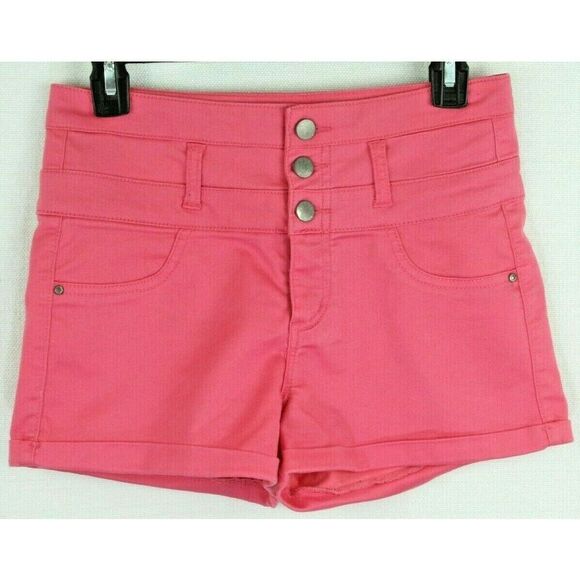 Refuge Shorts 6 Pink High Waist Cotton Inseam 2 inches Buttons - Picture 1 of 5
